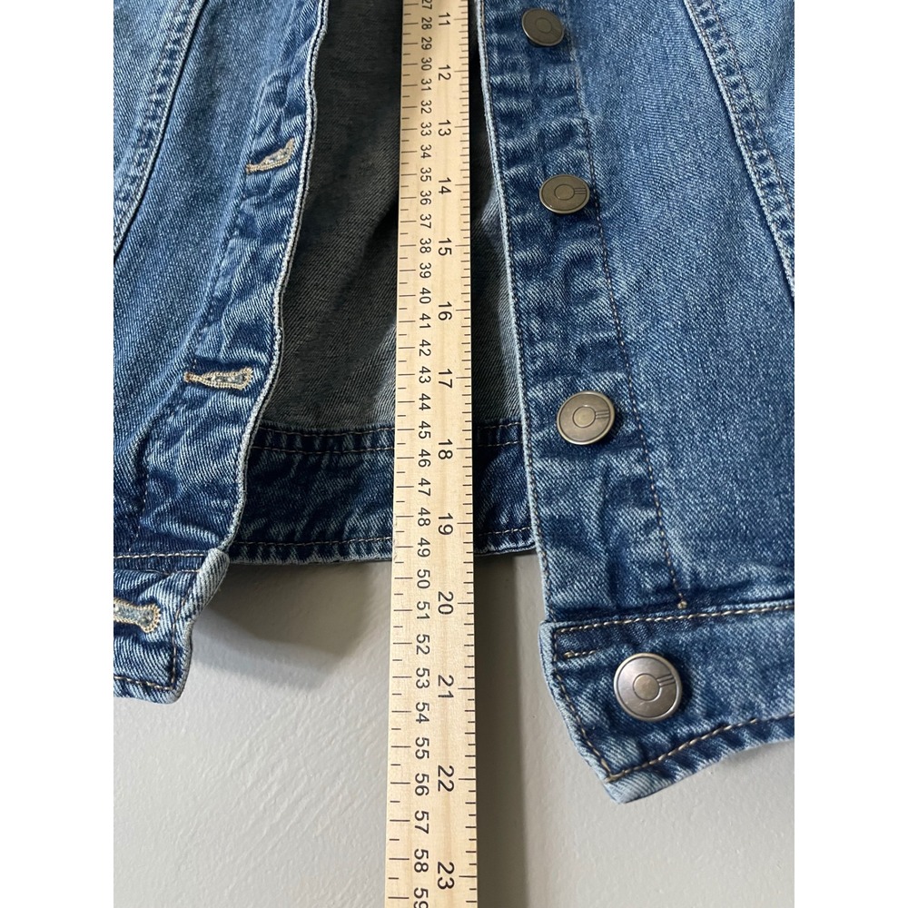 Alexander Jordan Womens Medium Wash Denim Trucker Jacket Size M Blue Cropped - Picture 5 of 9